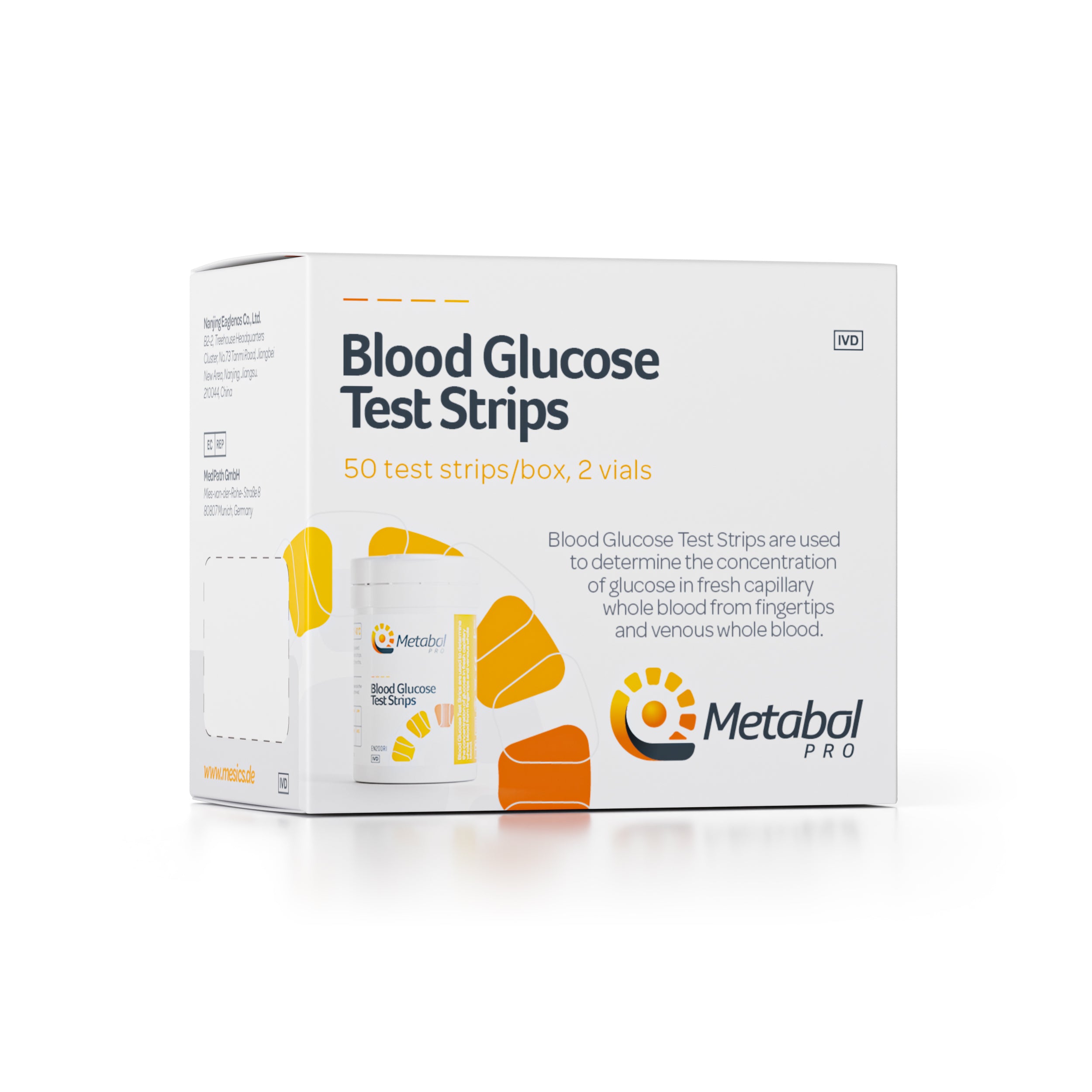 Bandelettes de test de glucose (50 unités par boîte)